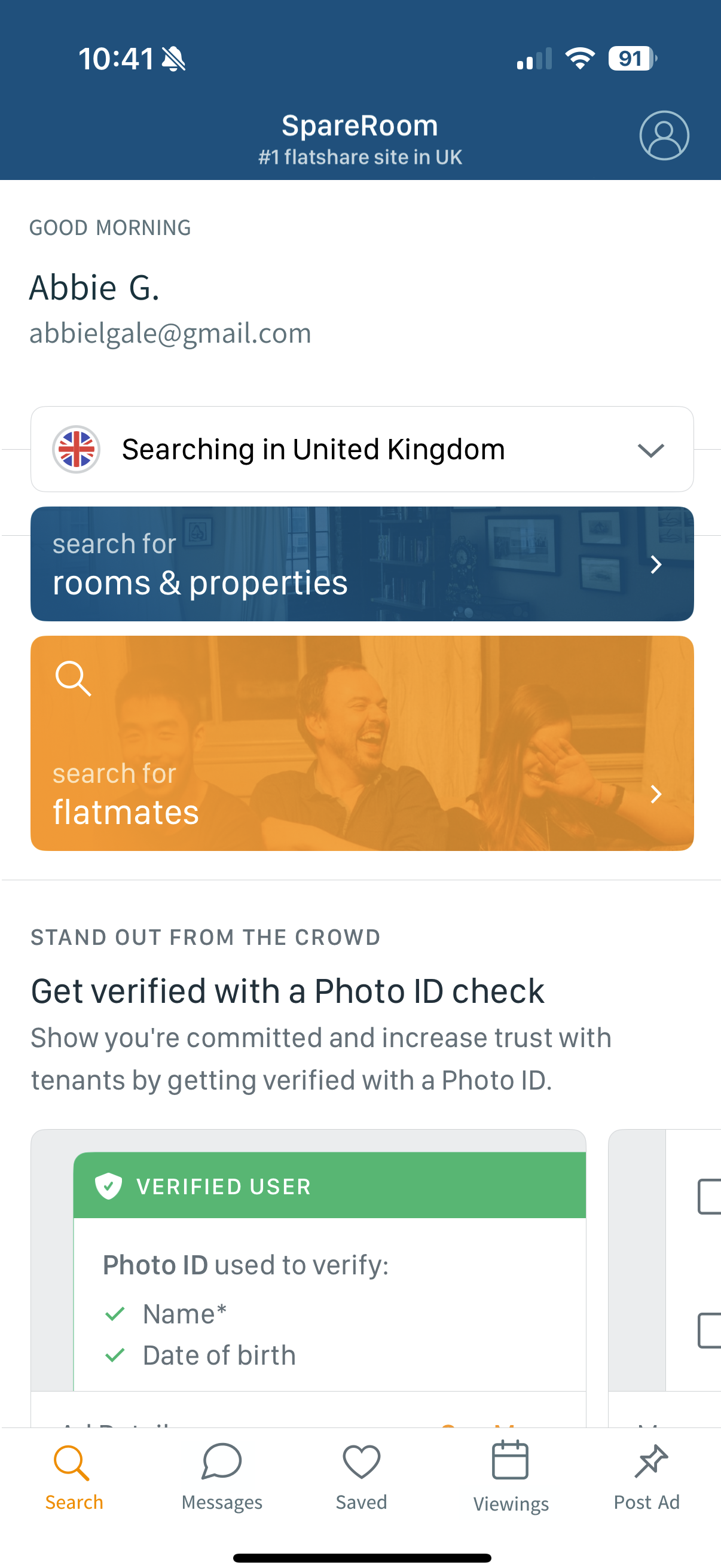 Iteration 1 home screen: the viewing planner surfaced on the bottom navigation bar, circled in pen.