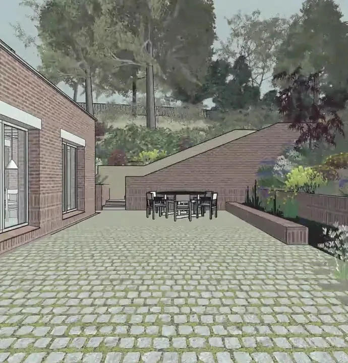 Courtyard scheme walkthrough — resting frame